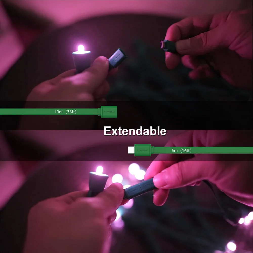 MIPOW PLAYBULB 10m Smart Niz Svetlobo na Prostem Božič Luči vodoodporna LED Vrv Svetlobe App Nadzor