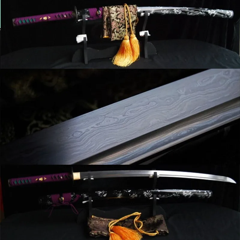 Verodostojno ročno japonski samuraj katana krat jekla meč sharp polno tang