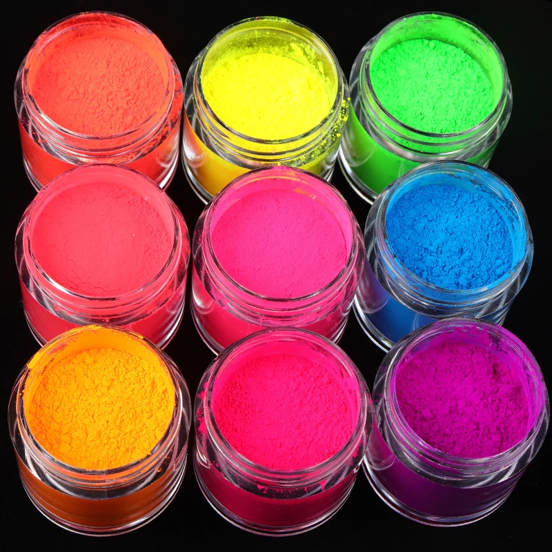 9 Barve Fluorescence Laki v Prahu Neon Pigment Nohti Bleščice Poletje Plezati Prah Ombre Gel Manikura Nohtov Art Okraski 10 ML Set