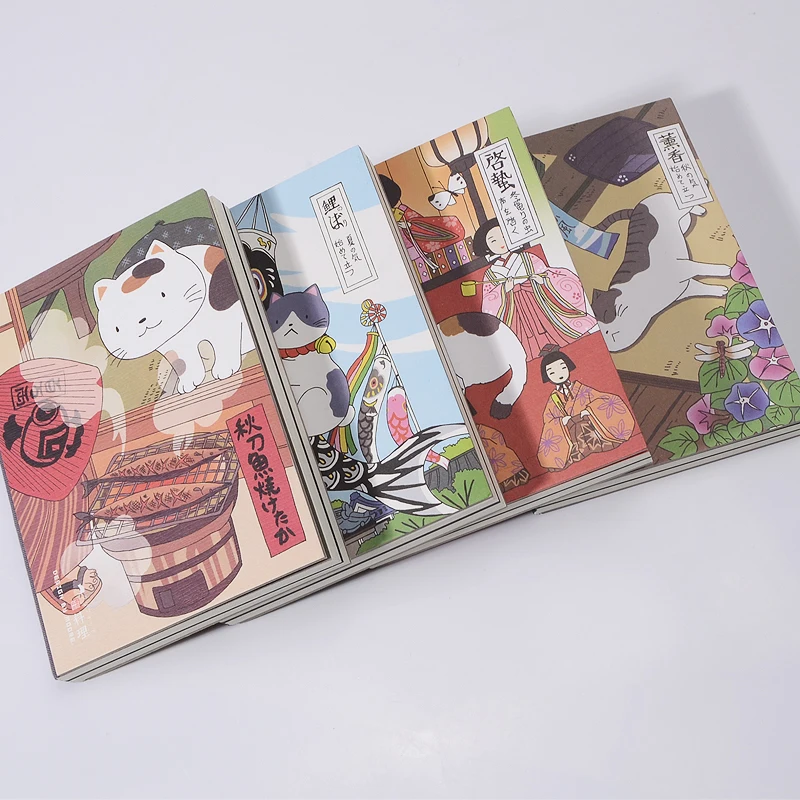 Ustvarjalne Japonski Mačka Zvezek Rokovnik Dnevni Red Dnevnik Težko Pokrivajo Letno Mesečno Načrtovanje Prenosnega Pisarni Šolske Potrebščine Darilo