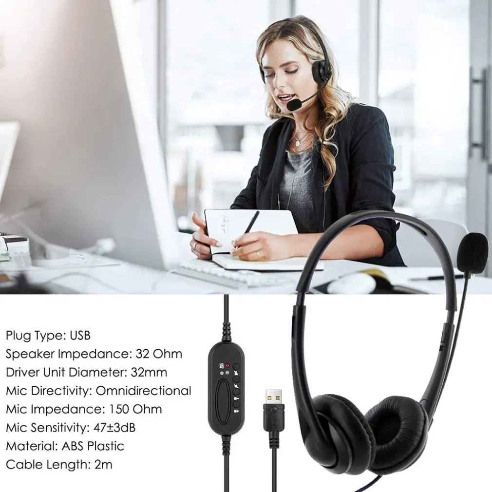 USB Slušalke z Mikrofonom USB Žična PC Stereo Slušalke z Mikrofonom šumov in Avdio Kontrole za klicni Center