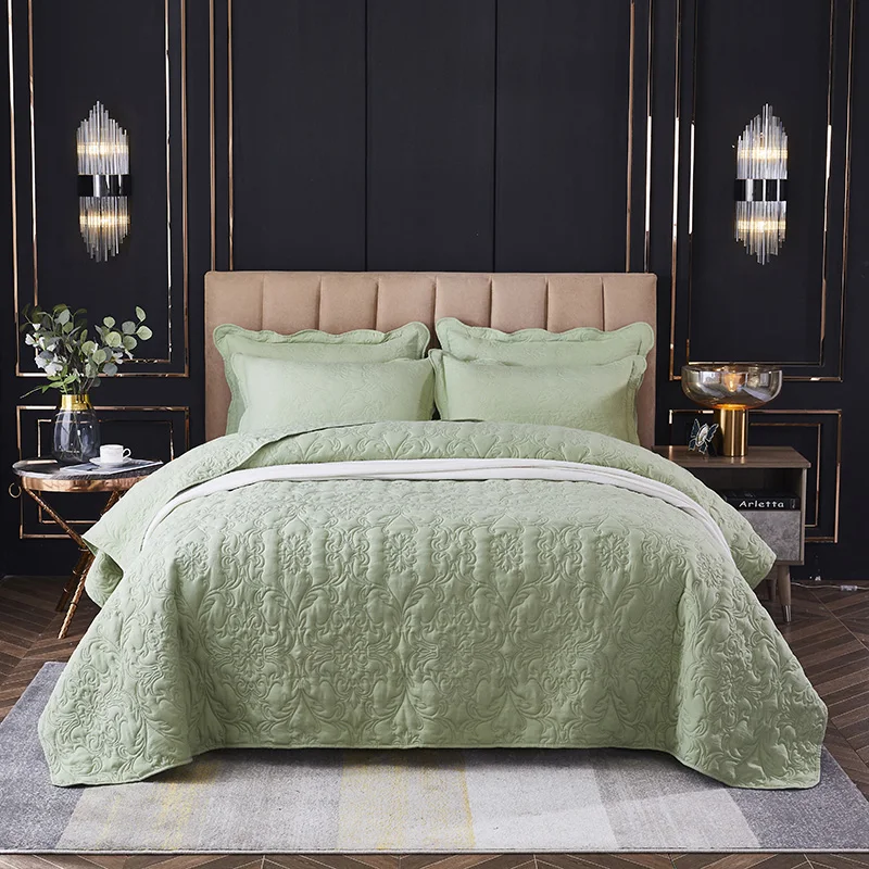 Luksuzni reliefni cvet bombaža bedspread vrže posteljnina tolažnik posteljnina odejo siva