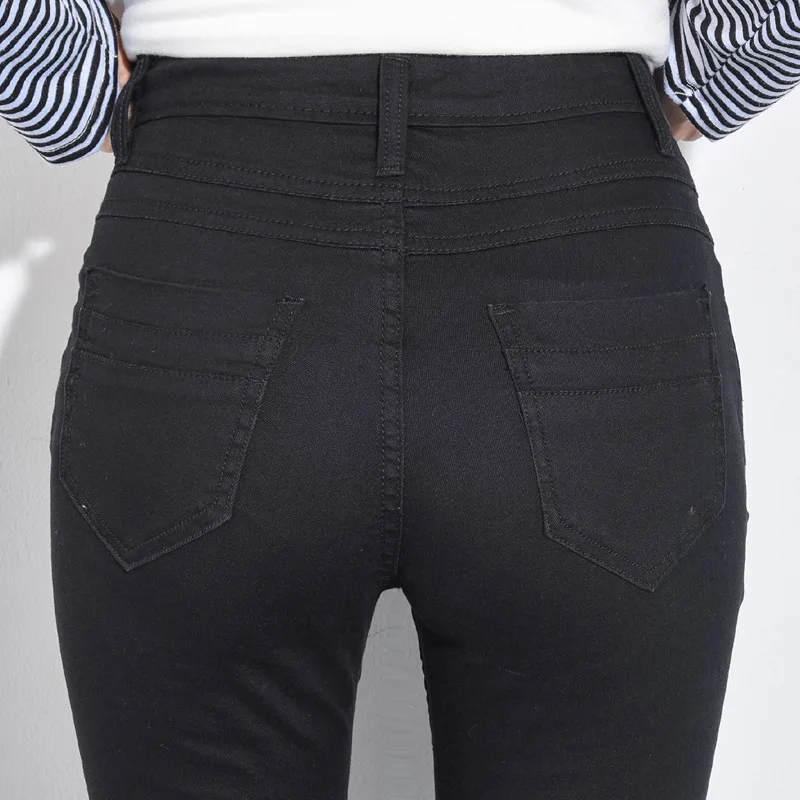 Visok Ženske Stretch Skinny Kavbojke Črne Podaljša Dokolenke Visoko Pasu Traper Hlače 2020 Korejski Dame Jeans Priložnostne Svinčnik Hlače