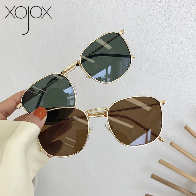 XojoX Letnik Kovinska sončna Očala Moške Modne blagovne Znamke, Oblikovanje Majhnih Squaer sončna Očala za Ženske Odtenkov Črno Zelena Očala UV400
