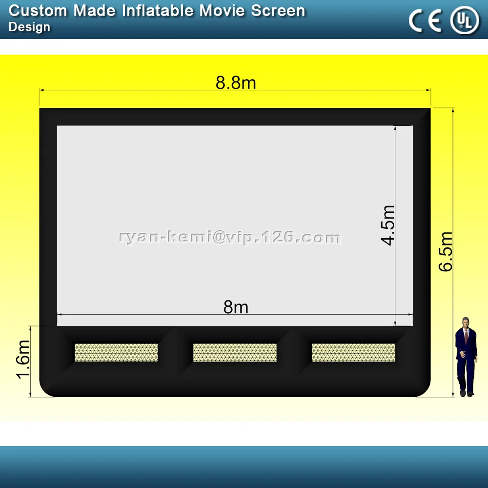 8m 30ft Velikost Zaslona Napihljivi Film Zaslon S Črno Nazaj Zadnja Zavesa Za Preprečevanje Street Light Veliko na Prostem, Projekcijski Zaslon