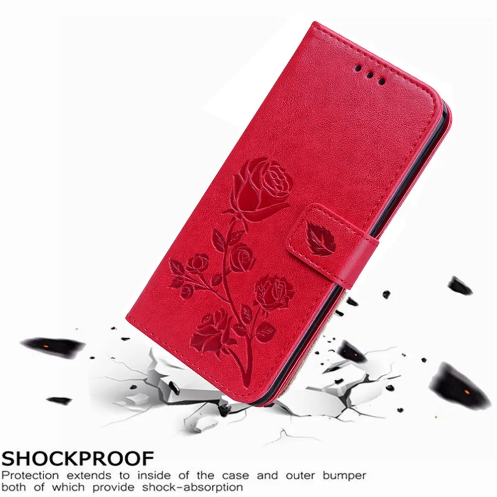 Luksuzni Usnja Flip Book Primeru za LG K5 X220 X220DS Rose Cvet Denarnice Stojalo Primeru Telefon Kritje Vrečko coque