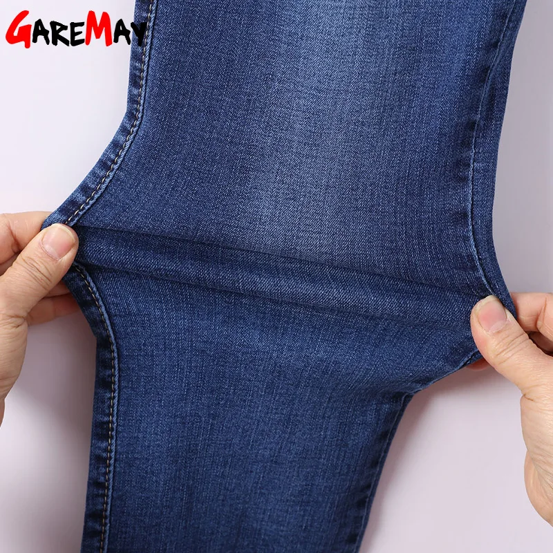 Garemay Ženske Jean Slim Femme Pantalona Pomlad Naravnost Visoko Pasu Dame Jeans Plus Velikost Jeansa, Oblačila, Bombaž Hlače Jeans 907