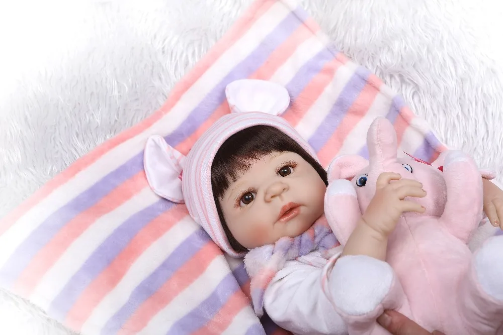 NPKCOLLECTION 55 cm za Celotno Telo, Silikonski Prerojeni Baby Doll Igrače Novorojenčka Princesa Malčka Dojenčki Lutke Kopanje Igrače Igra Hiša Igrača, Lutka