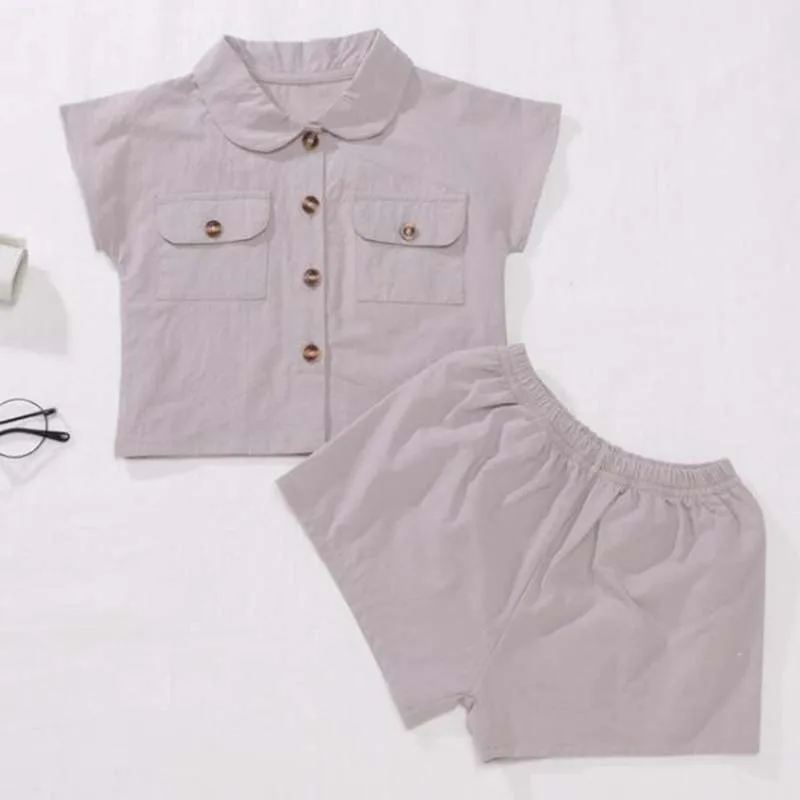 2020 Novo Poletje Baby Dekleta Fantje Kompleti Oblačil Kratek sleeve Majica+Hlače korejski Japonskem Slogu Malčke Baby Fantje, Dekleta Obleke Obleko