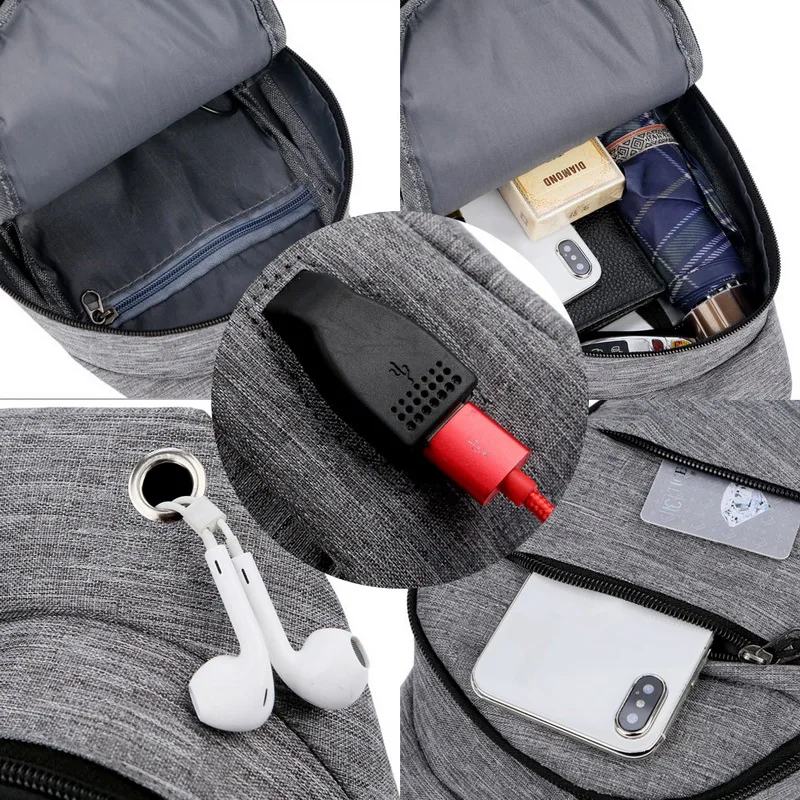 Polnjenje prek kabla USB Oxford Crossbody Bag Anti-theft Prsih Pack Poletje Kratek Izlet Kurirji Vrečko Vodo Nepropustno Torba