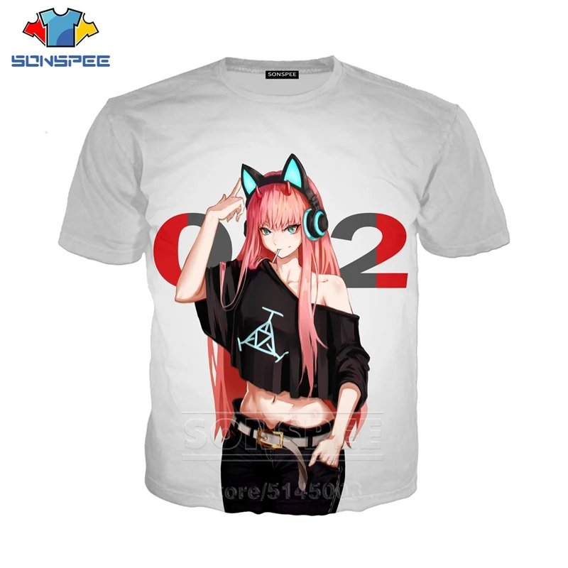 Draga V Franxx T Shirt Nov Moški Ženske Anime Tees Vrhovi Moške Majice 3D Tiskanja Seksi Dekle NIČ DVEH Hip Hop Šport C006