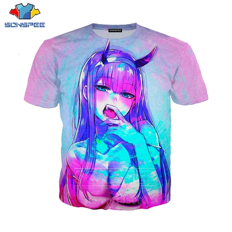 Draga V Franxx T Shirt Nov Moški Ženske Anime Tees Vrhovi Moške Majice 3D Tiskanja Seksi Dekle NIČ DVEH Hip Hop Šport C006