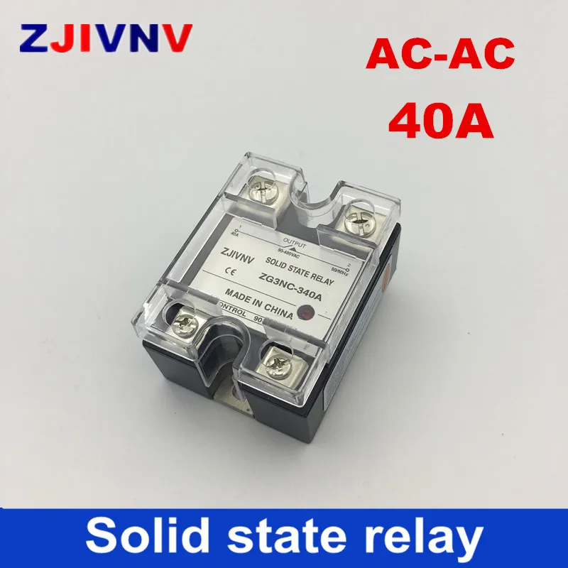 Brezplačna dostava enofazni 40A AC Polprevodniški rele 90-480VAC nadzor 80~250VAC ZG3NC-340A 1 faza SSR