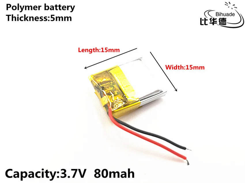 2pcs/veliko 3,7 V 80mAH 501515 Polimer litij-ionska / Litij-ionska baterija za Polnjenje za DVR,GPS,mp3,mp4