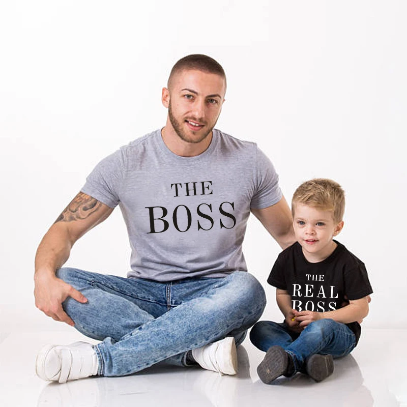 Družina Ujemanje T-shirt Otroci, Oblačila, Moški, Ženske Vrh Tee Šef Pravi Šef Baby Bodysuit