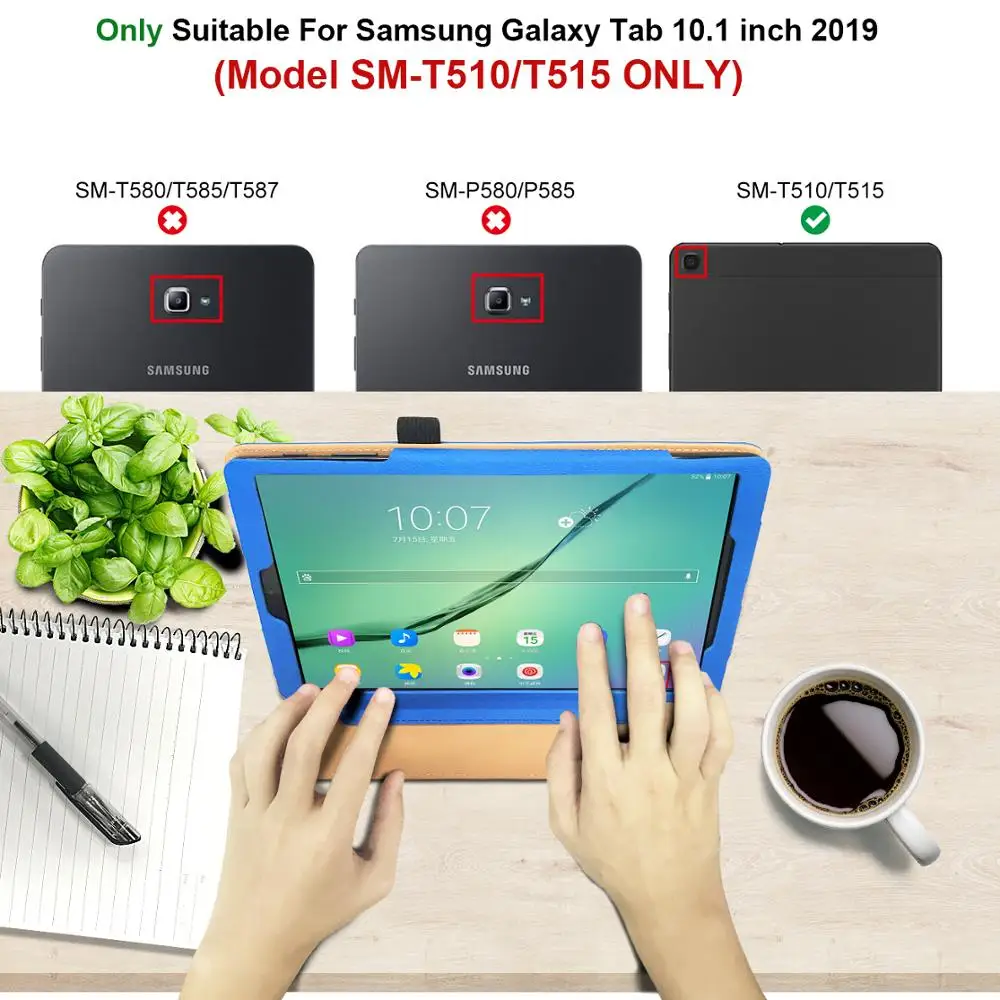 Usnje Samsung Tab 10.1 2019 Primeru Svinčnik Nosilec Za Samsung Galaxy Tab 10.1 Primeru SM-T510 T515 Tablette Samsung Pokrov