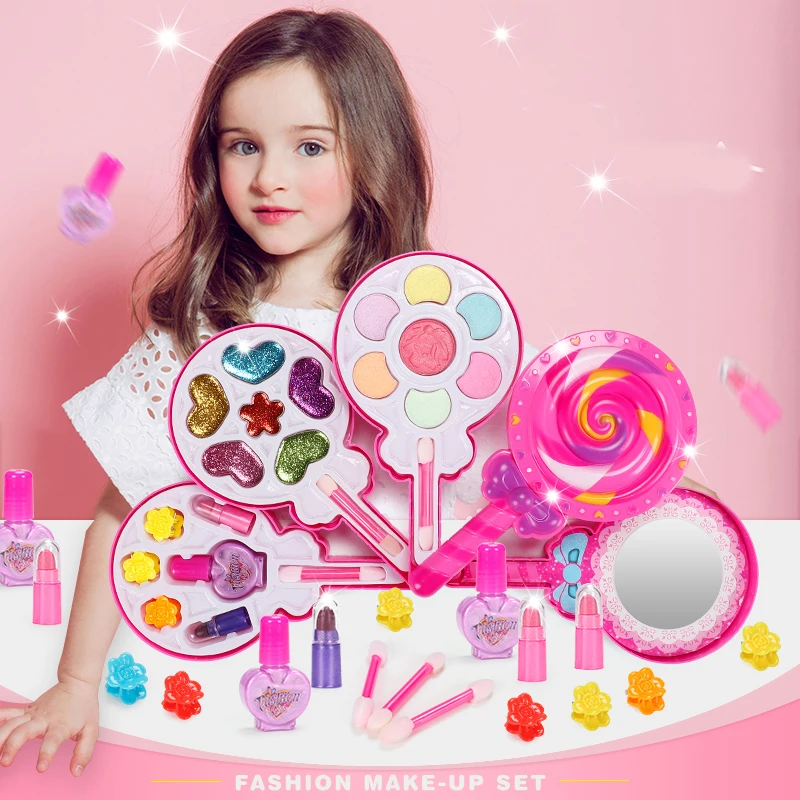 Non-toksične Pretvarjaj se Igrajo Otroci Make Up Igrača Nastavite Princesa Roza Ličila Lepoto Varnostni Komplet Igrač za Dekleta Hišna Kozmetični Dekle Darila