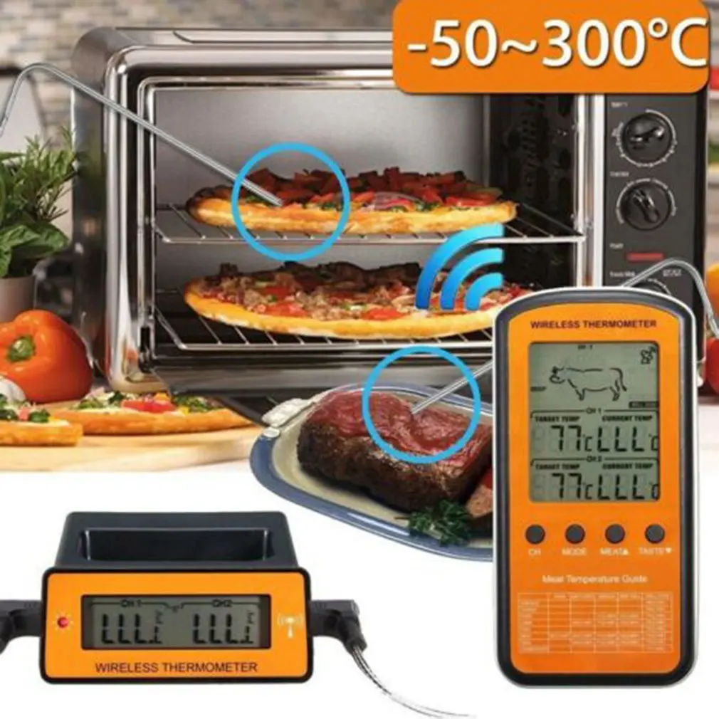 Digitalni BBQ Termometer Mobilna Kuhinjska Pečica Hrane, Kuhanje Žar Kadilec Mesa Termometer s Sondo in Programirano Temperaturo Alarm