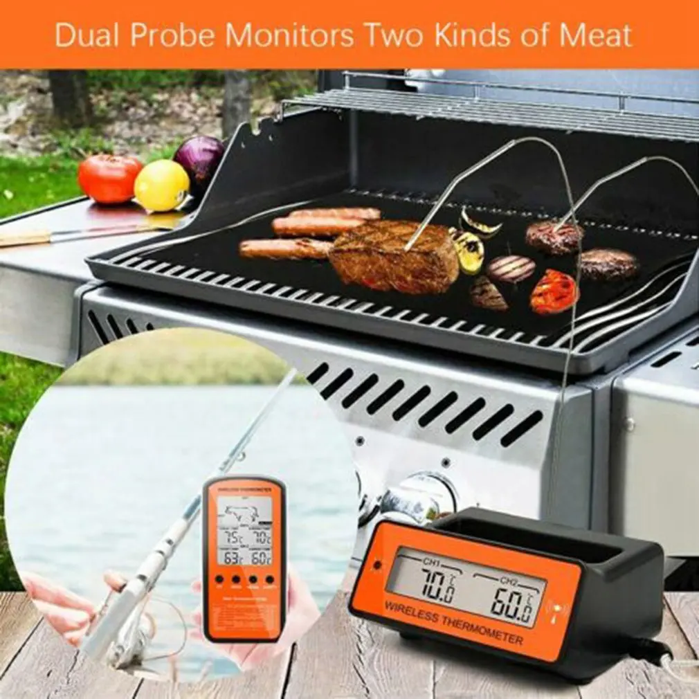 Digitalni BBQ Termometer Mobilna Kuhinjska Pečica Hrane, Kuhanje Žar Kadilec Mesa Termometer s Sondo in Programirano Temperaturo Alarm