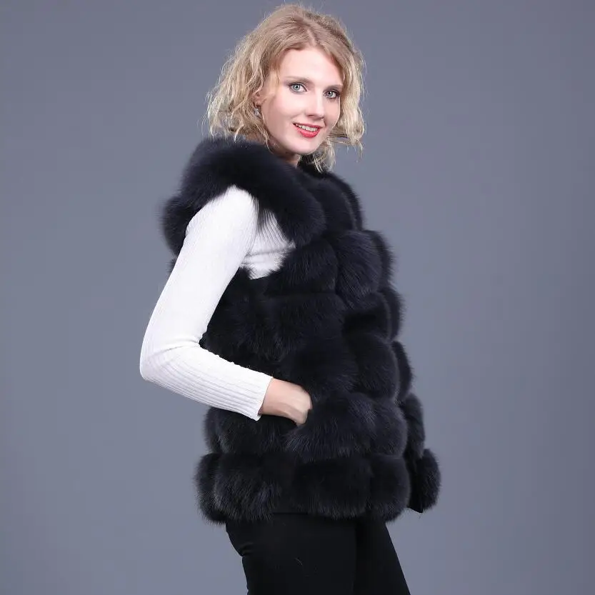 2020 novo pravi lisica krzno žensk telovnik usnje moda luksuzni debele topla jakna jakna barva krznen brezrokavnik ženske plašč