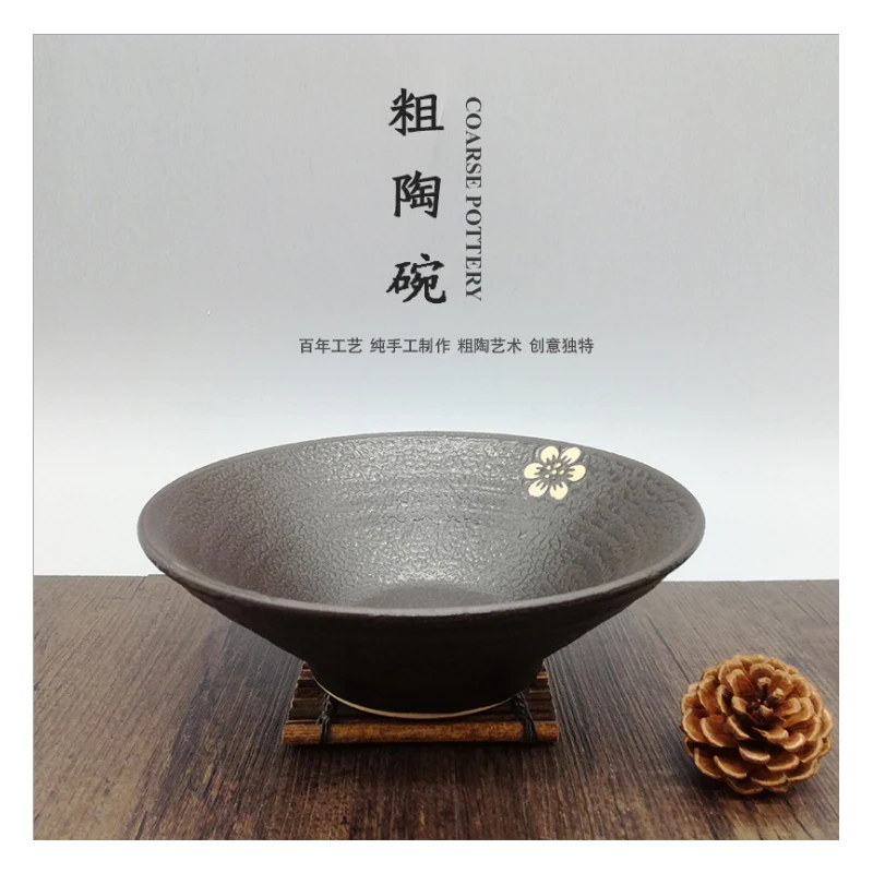 1pcs Japonski slog Ramen skledo lončenina Letnik črno zlato ricen skledo namizni Kuhinjski pribor