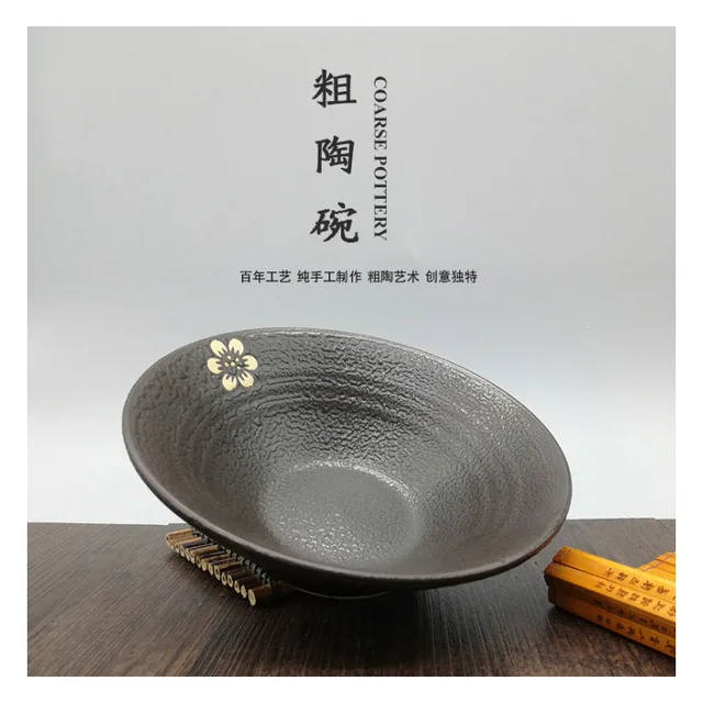1pcs Japonski slog Ramen skledo lončenina Letnik črno zlato ricen skledo namizni Kuhinjski pribor