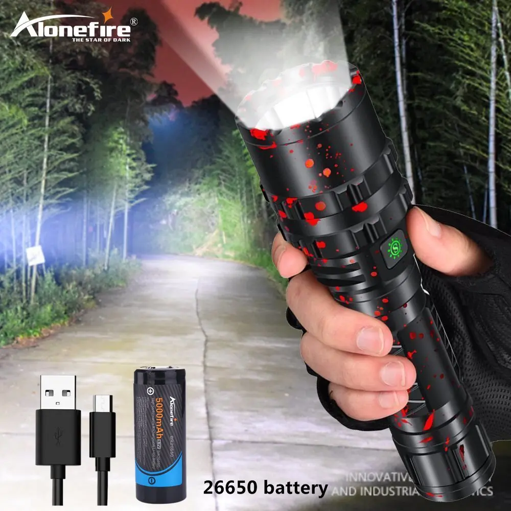 Alonefire G200 80000LM Močan XHP50.2 taktično LED Svetilka Xlamp Vodotesno Svetilko Lahka, Ultra Svetla Luč za Kampiranje