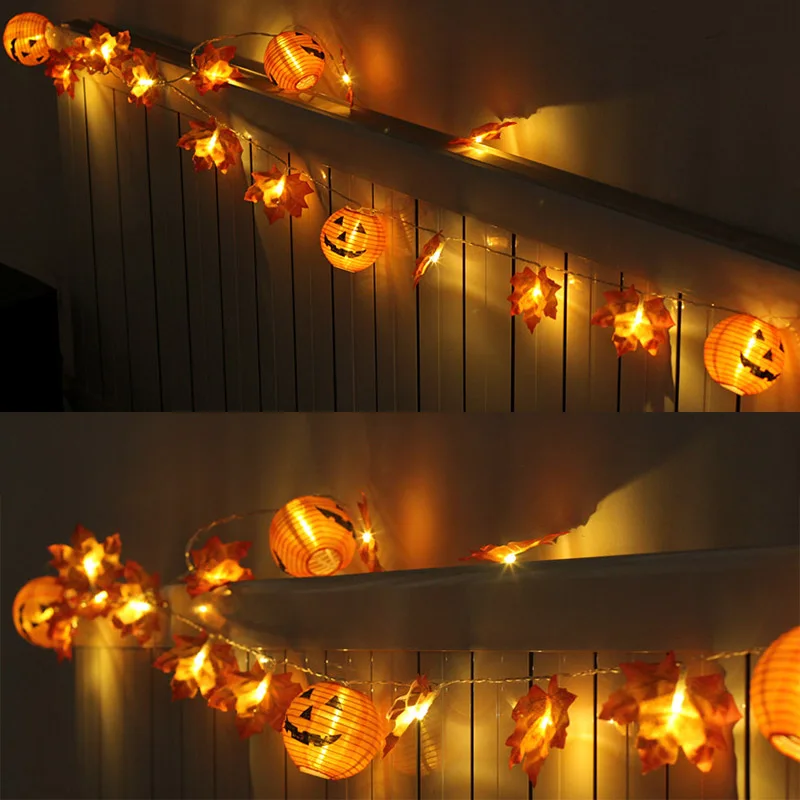 10/20 LED Bučna Maple Leaf Niz Luči 3D noč Čarovnic Buče Garland Luči za noč Čarovnic Zahvala Jeseni Dekoracijo Svetlobe