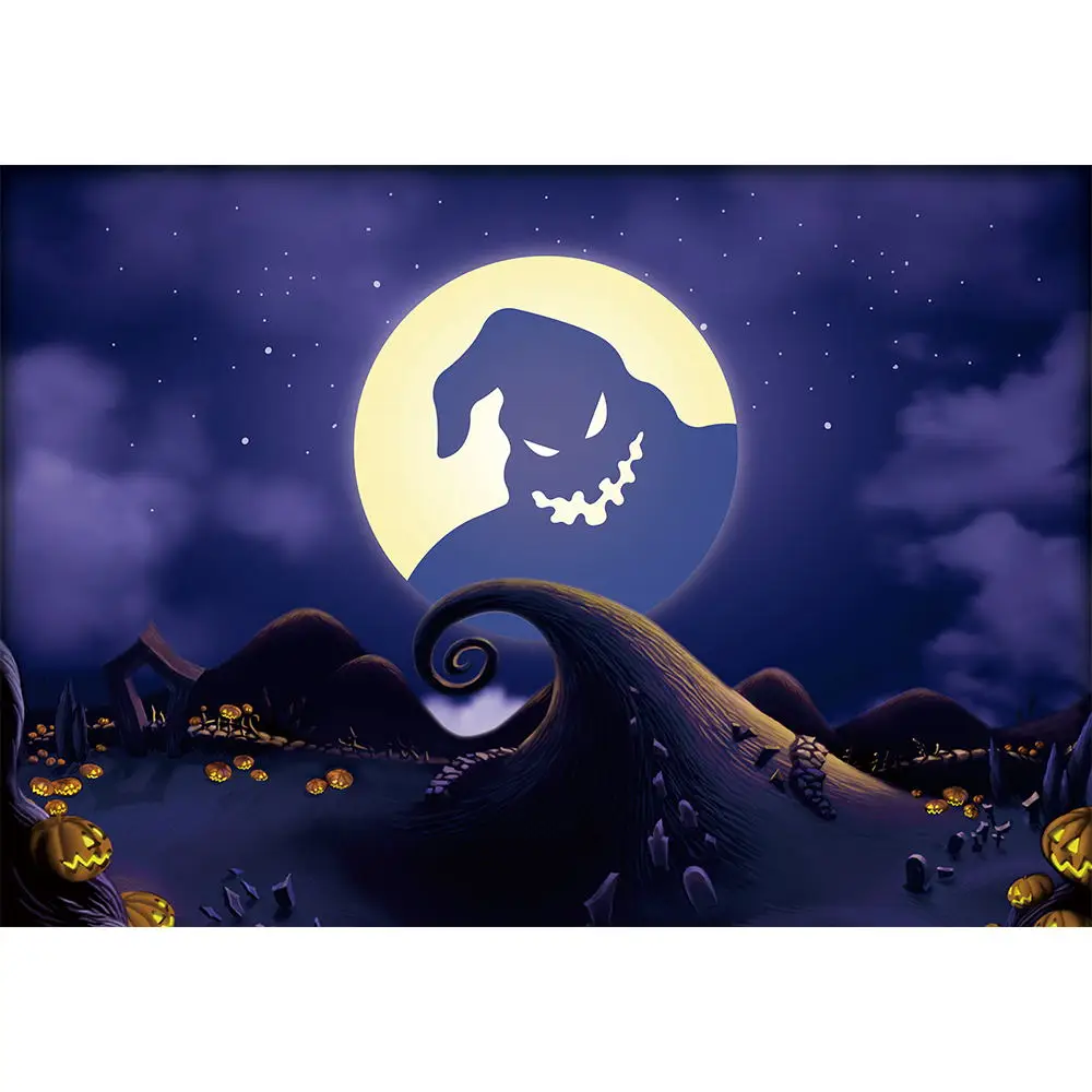 Allenjoy Halloween Ozadje Grad Nagrobnik Luna Pumpkin Lantern Bat Čarovnica Otrok Fotografija Ozadje Foto Studio Photophone