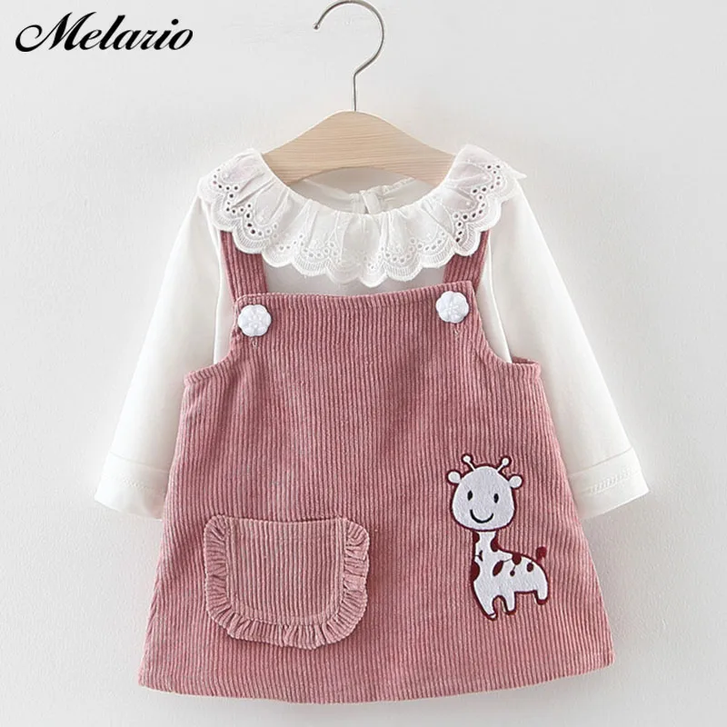 Melario Baby Dekleta Oblačenja 2020 Jeseni Dolg Rokav Novorojenčka Otroci Obleke Otroci Oblačila Risanka Medved Vzorec Srčkan Princesa Obleko