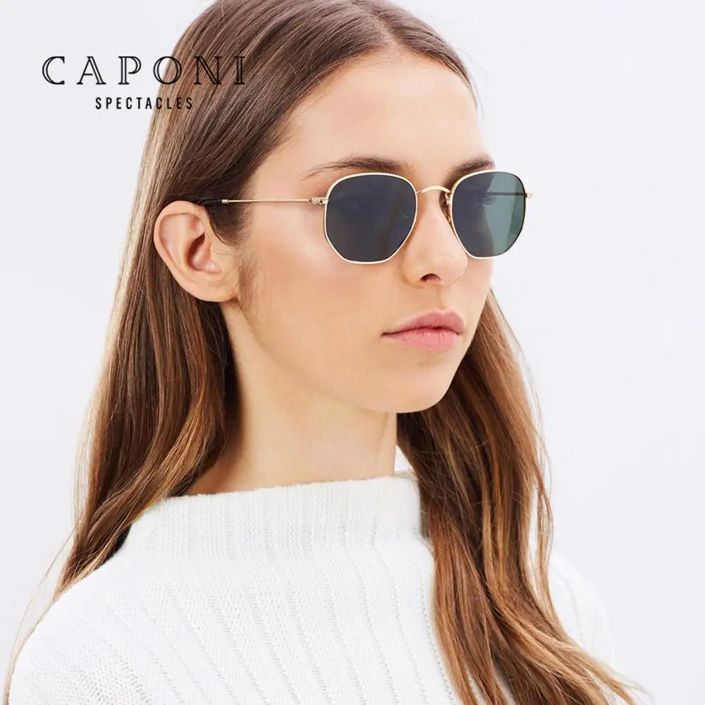 CAPONI 2020 Klasičnih Reflektivni sončna Očala Moških Odtenkih za Ženske Parcelo, Retro sončna Očala Z Box Kovinski Okvir za Očala CP1081