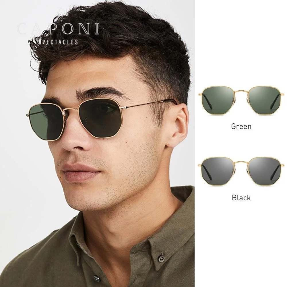 CAPONI 2020 Klasičnih Reflektivni sončna Očala Moških Odtenkih za Ženske Parcelo, Retro sončna Očala Z Box Kovinski Okvir za Očala CP1081