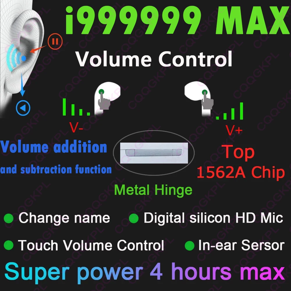Original i999999 MAX TWS Bluetooth 5.0 écouteurs mis à dan i99999 Plus TWS sans fil écouteurs 10D Super basse Airoha 1562A puce