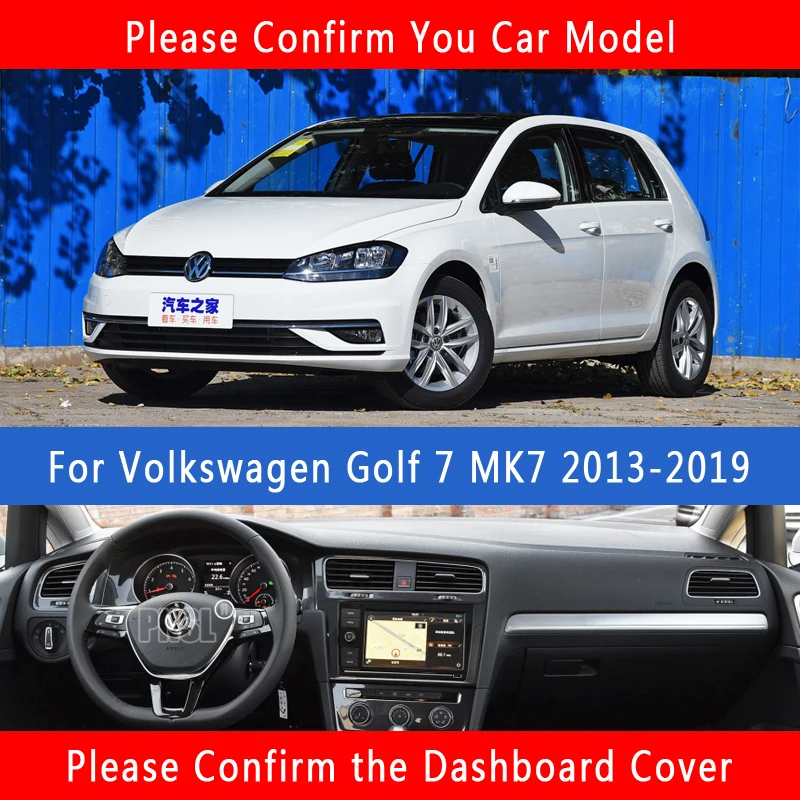 PNSL Avto nadzorna plošča Pokrov Dash Mat, Dash Pad Preproga Za Volkswagen Golf 7 MK7 2013~2019 Sonce blok anti - slip anti - uv ohraniti wa