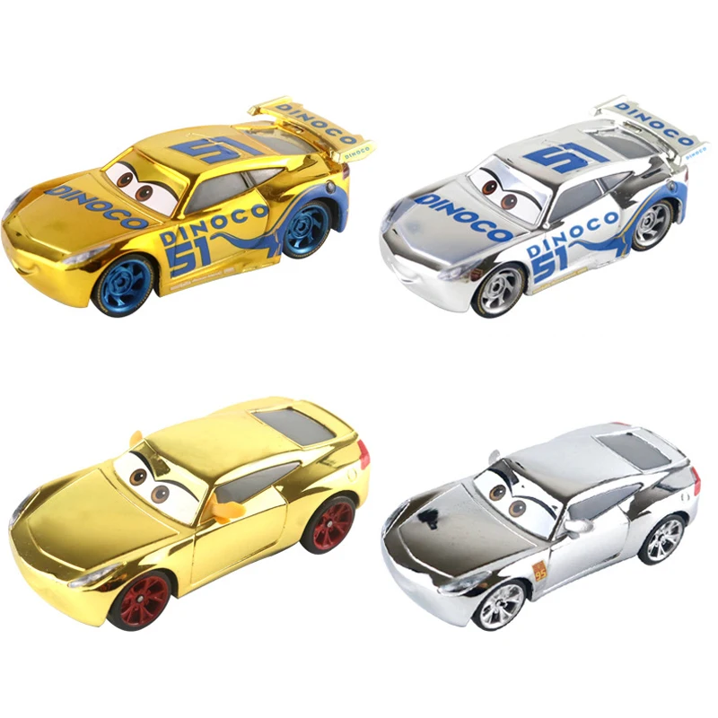 Disney Pixar Cars 3 Zlato, Srebro Razsvetljavo McQueen 51 Ramire 1:55 Diecast Kovinske Zlitine Model Avtomobila Igrače Christms Darila za Otroke
