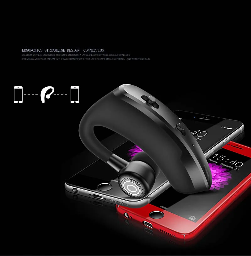 V9 slušalke Bluetooth slušalke za Prostoročno uporabo brezžične slušalke Poslovnih slušalke Pogon Klic Športne slušalke za iphone, Samsung
