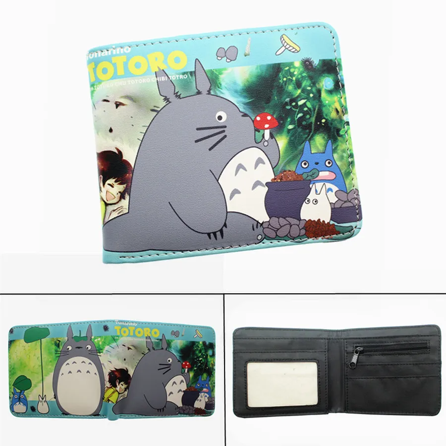Ghibli Anime Moj Sosed Totoro PU Denarnice Bifold Kartice s Fotografijo Imetnika Študent Kovanec Usnja za Moške, Ženske Risanka Kratek Torbice Darilo