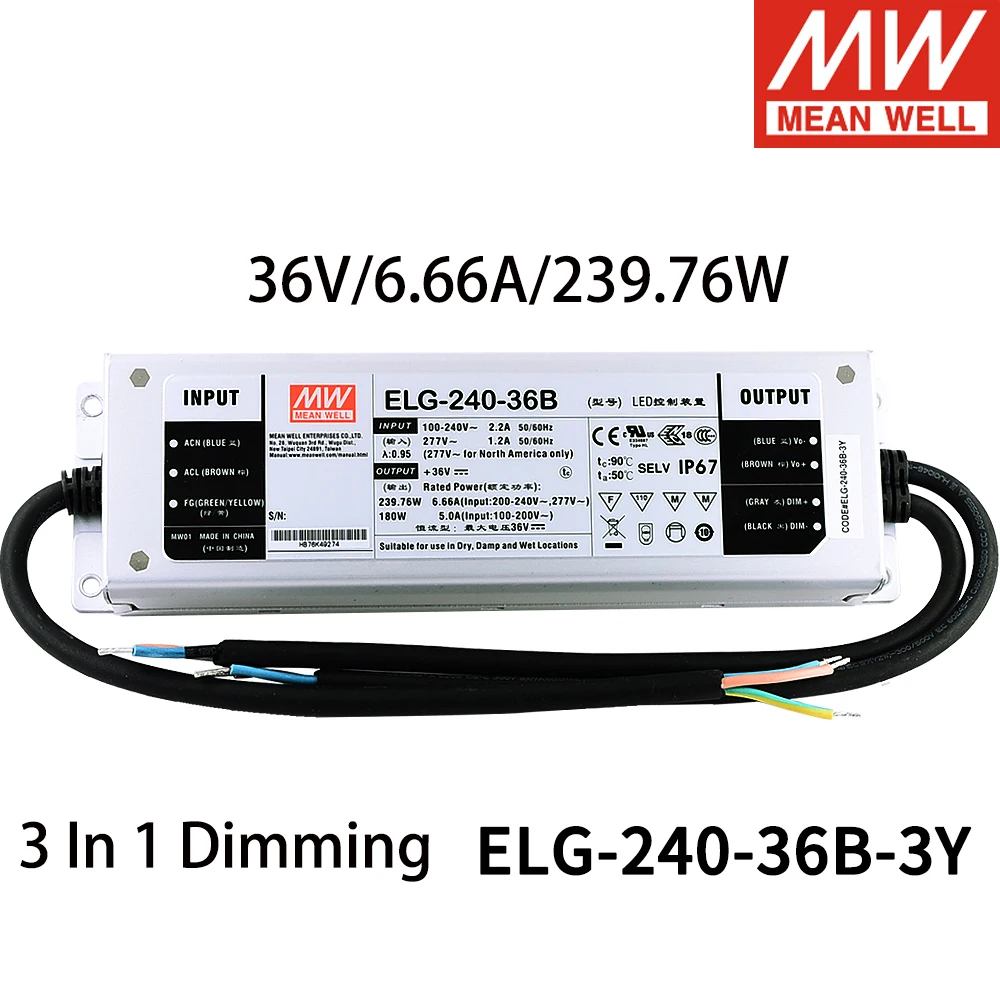 POMENI TUDI ELG-240 24V 36V 42V 48V 54V toka in napetosti nastavljiv Preklop Napajanja 240W LED Driver IP67 3 V 1 Zatemnitev