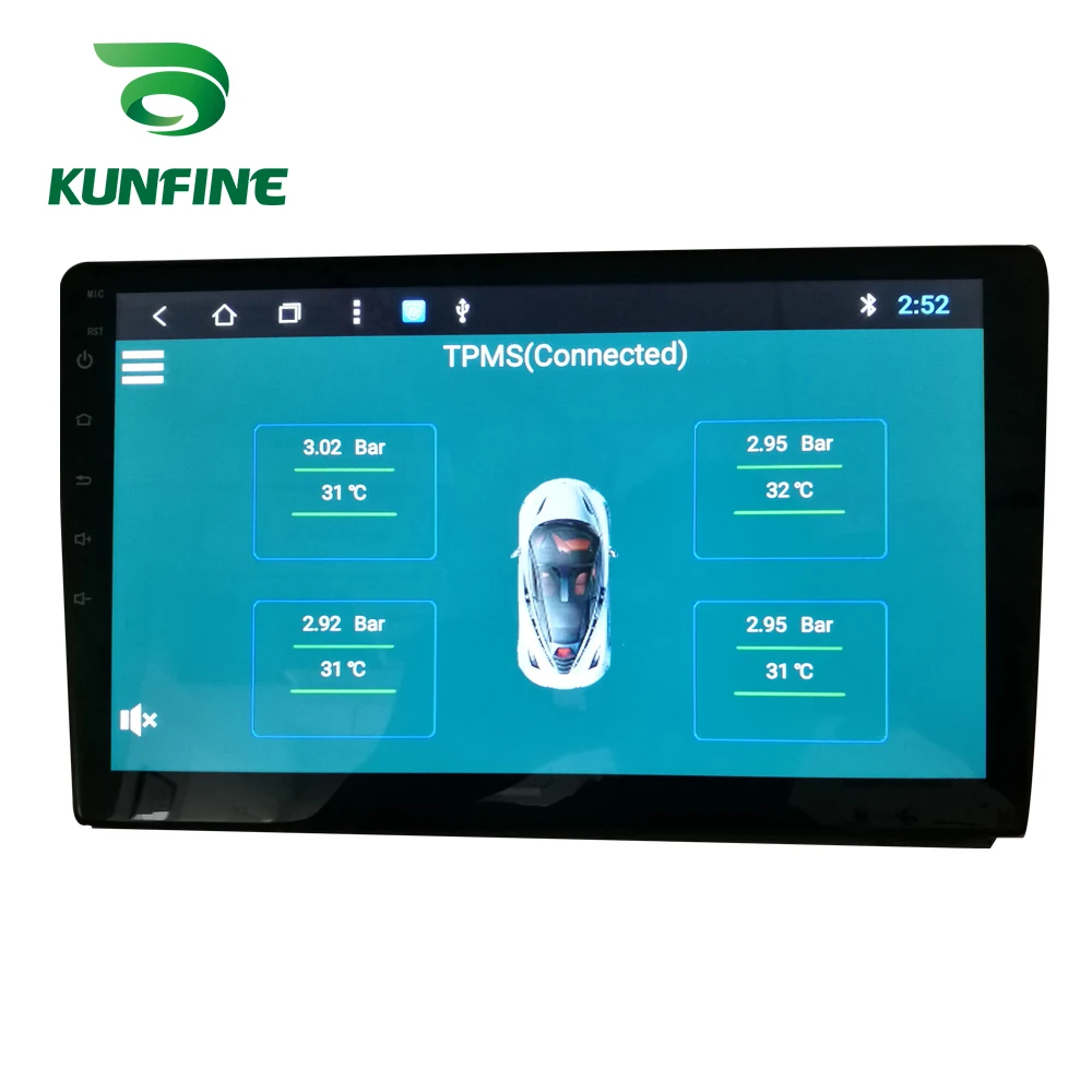 KUNFINE USB Android TPMS Nadzor Tlaka v Pnevmatikah Sistem Prikaže Alarmni Sistem, 5V Android Navigacijske Avto Radio S 4 Senzorji