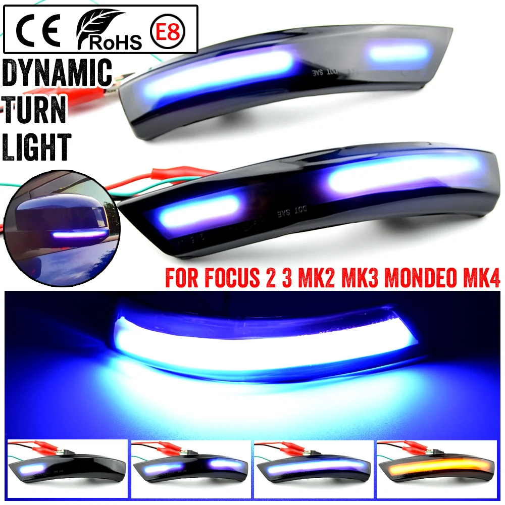 Black Dynamic Vključite Opozorilne Luči LED Strani Rearview Mirror Zaporedno Kazalnik Blinker Lučka Za Ford Focus 2 3 Mk2 Mondeo Mk3 Mk4
