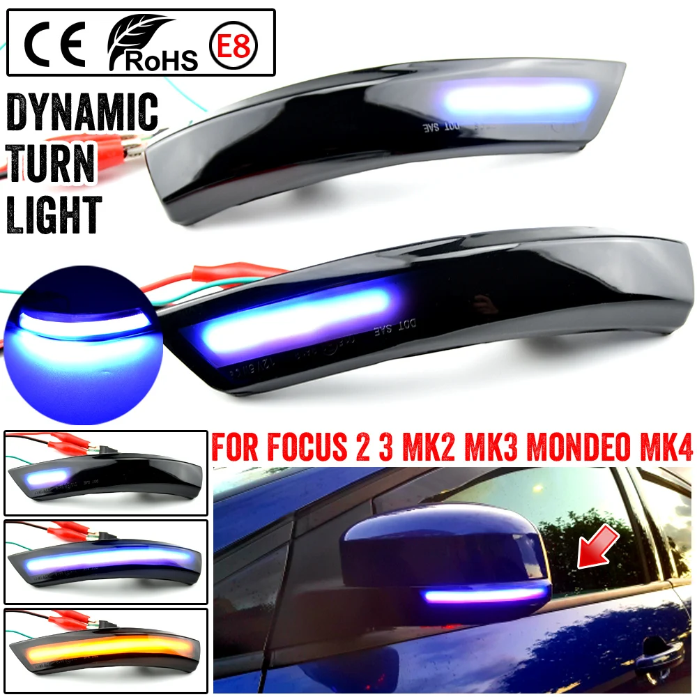 Black Dynamic Vključite Opozorilne Luči LED Strani Rearview Mirror Zaporedno Kazalnik Blinker Lučka Za Ford Focus 2 3 Mk2 Mondeo Mk3 Mk4