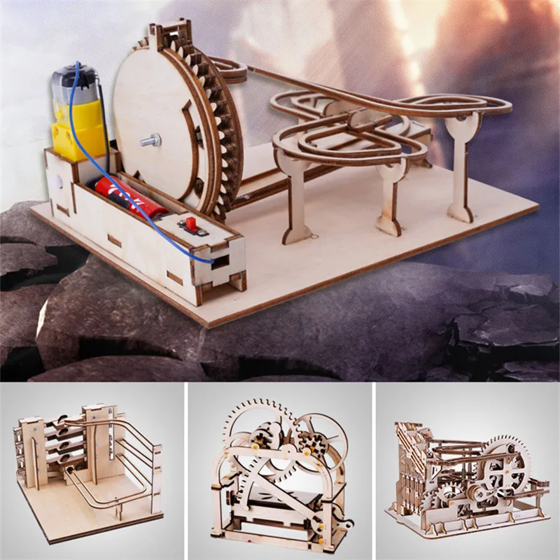 3D Lesene Marmor Teči DIY Zbrati, Mehansko Orodje Inženiring Model Parne Znanost Eksperiment Izobraževalne Kit Doma Dekor Igrače