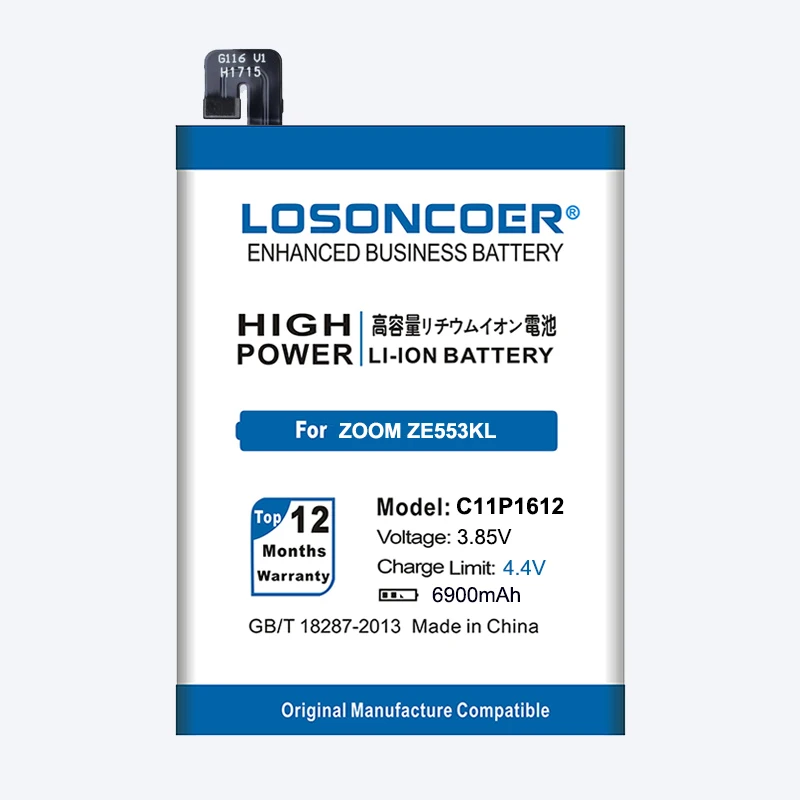 Prvotne LOSONCOER 6900mAh C11P1612 Baterija Za ASUS Zenfone 4 Max Pro Plus ZC554KL X00ID Zenfone 3 Zoom Z01HDA ZE553KL