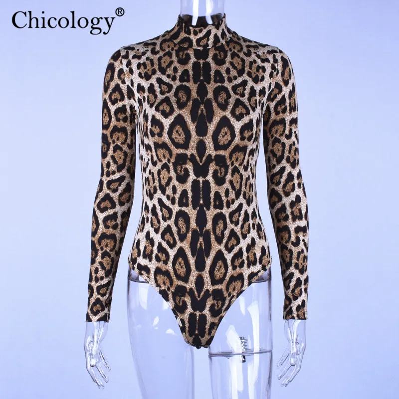 Chicology ženske leopard seksi obleka z dolgimi rokavi turtleneck telo obleko 2019 jeseni, pozimi stranka klub ulične ženska oblačila
