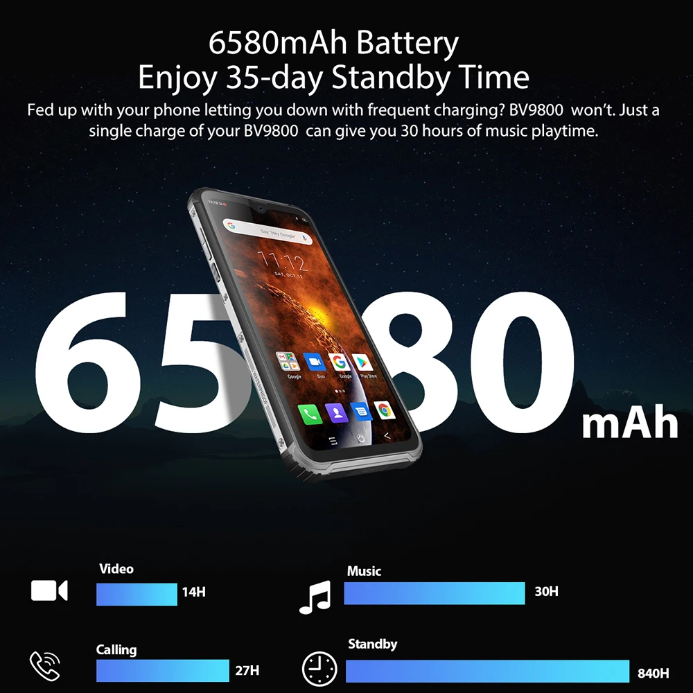 Blackview BV9800 Pro Thermal Imaging Pametni 48MP Nepremočljiva P70 6580mAh Android 9.0 6GB+128GB Brezžično Polnjenje Krepak Telefon