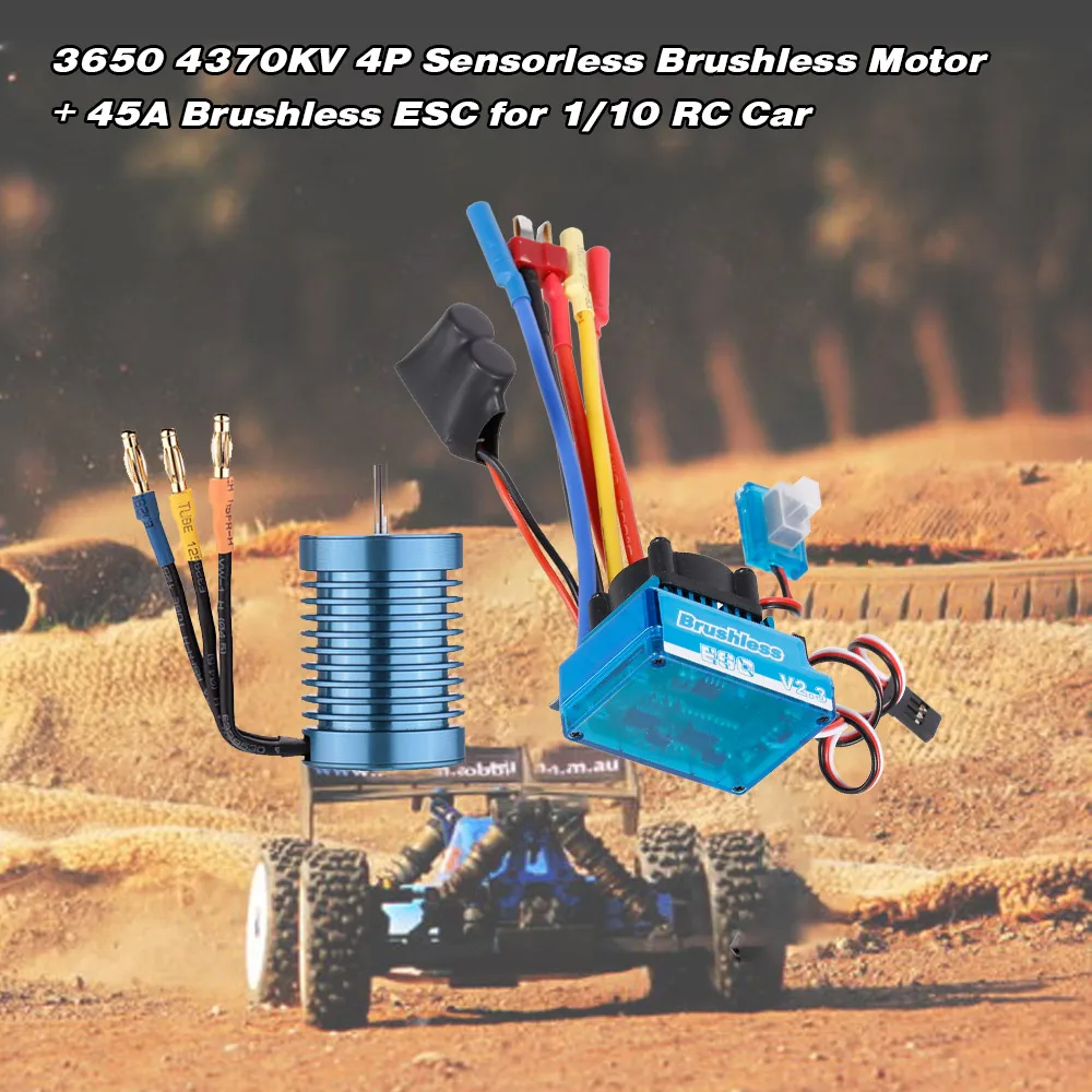 3650 4370KV 4P Sensorless Brushless Motor z 45A Brushless ESC (Električni Krmilnik) za 1/10 RC Off-Road Avtomobil
