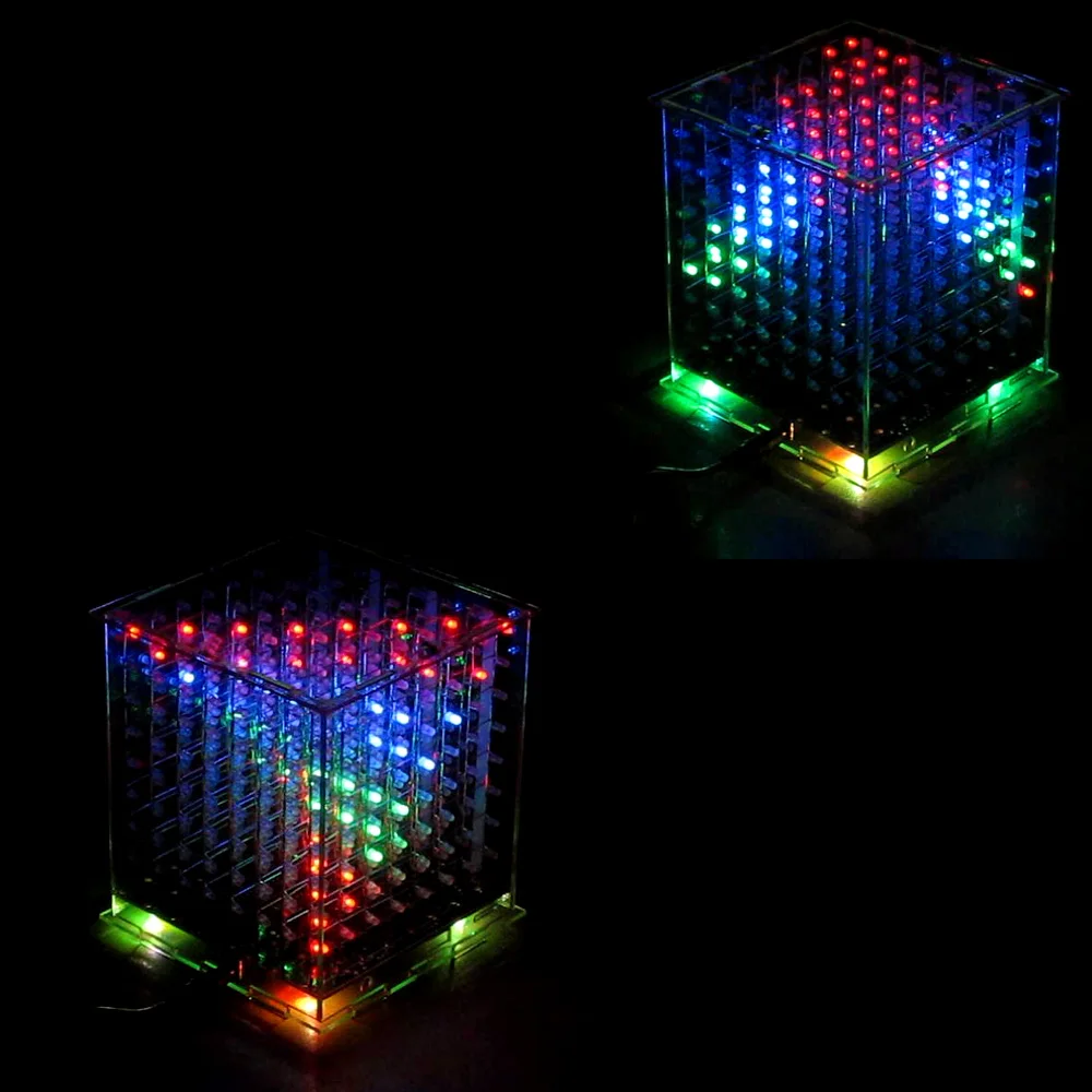 3D8 8x8x8 multicolor led cubeeds diy kit za Ardino z odlično animacije,elektronski sklopi