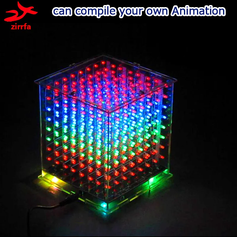 3D8 8x8x8 multicolor led cubeeds diy kit za Ardino z odlično animacije,elektronski sklopi