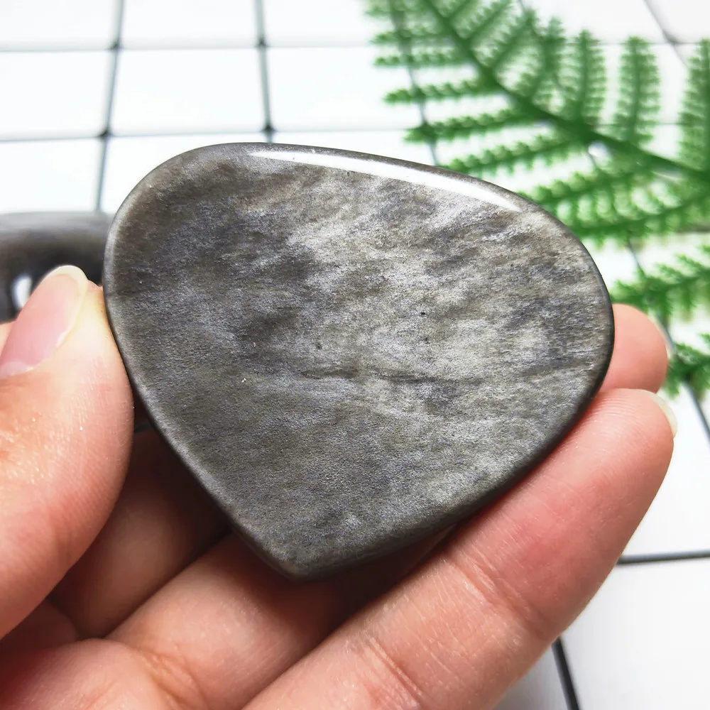 Argent Quartz Srce Oblika Naravnega srebro obsidian kristalno srce Ljubezni Kristali, Zdravilna Darilo 1pcs
