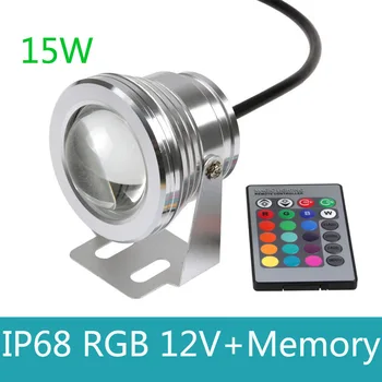12v 15W Podvodni RGB Led Luči IP68 Vodotesen Vodnjak Bazen Svetloba Svetilke 16 Sprememba Barve Z IR Daljinskim upravljalnikom in Pomnilnik